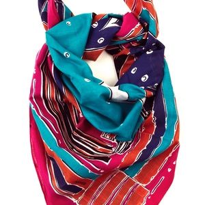 RODIER - COTTON SQUARE - SEAGULL Navy Blue Orange Magenta